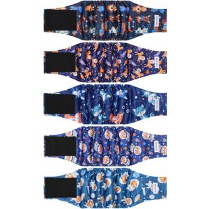 5 Pack Dog Diapers Male, High Absorbing Dog Wraps, Belly Bands for Male Dogs with Incontinence or Frequent Urination, Washable Doggie Diapers, M (Space)