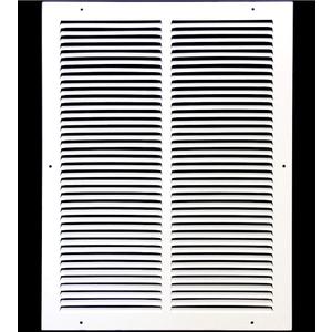 HVAC Premium 16'' x 18'' [Duct Opening] Flat Stamped Steel Return Air Grille - Sidewall and Ceiling - HVAC Vent Duct Cover - White [Outer Dimensions: 17.75''w X 19.75''h]