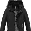 MoFiz Boys Waterproof Skiing Jacket Kids Hooded Fleece Winter Snowboard Jackets Windproof Warm Outerwear with Zip Pockets. Size XL