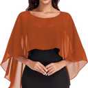 Sheer Shawls and Wraps for Evening Dresses Chiffon Capes for Women Soft Wedding Cover Up (Burnt Orange)