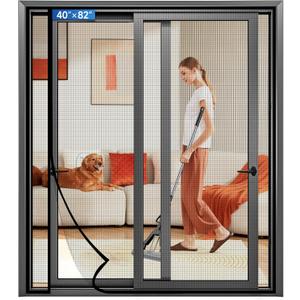 Magnetic Screen Door Left Right Side Opening Upgraded PET Mesh Greater Than Fiberglass and Polyester,Keep Bugs Out,Pet & Kid Friendly,Suitable for Sliding Doors,Screen Size-40" X 82"