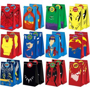 Mioyuo 24PCS Hero Party Favor Bags  Paper Gift Bags for Birthday Party Supplies, Hero Theme Goodie Bags for Party Decorations and Treat Bags