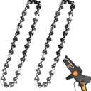 2 Pack 5 Inch Chainsaw Chain Low Kickback 5 Inch Chain Saw Chain Fit For WORX WG324, FASTCRAFT 2020X-L, 5" Replacement Chains Fits for 5" Electric Battery Powered Chainsaw