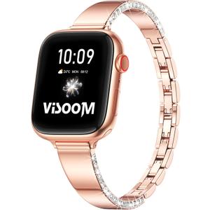 VISOOM Designer Bracelet for Apple Watch Bands Women 46/45/44/42/41/40/38mm-Metal/Dressy/Thin/Slim/Jewelry/Unique Gold Apple Watch Series Se 11 10 9 8 7 6 5 4 3 2 1 iWatch Bracelet Bands for Women