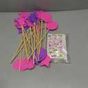 Juexica 24 Pcs Princess Fairy Wand Kit Includes 24 Make Your Own Princess Accessories 6 Styles Unfinished Wooden Fairy Wand and 6 Gem Stickers for Girls DIY Magical Craft(Rose Red, Purple)