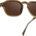 WMP Eyewear - Men's Polarized Square Sunglasses, Wide Fit: Modern Retro Style with Unique Color Combos (Crystal Verde / Dark Brown Lens)