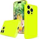 Silicone Case for iPhone 15 Pro Fluorescent Yellow, Full Body Protective Phone Cover Case with Microfiber Lining for iPhone 15 Pro 6.1 Inch (Fluorescent Yellow)