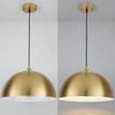 Gold Pendant Light 15.7" Large Pendant Lights Kitchen Island, Farmhouse Dome Pendant Lamp for Hallway Dining Room Bedroom Bar Cafe