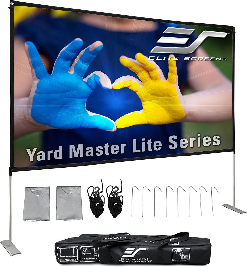 Elite Screens Yard Master Lite, 125-inch Outdoor Projector Screen 16:9 Double Sided Wrinkle-Free Foldable Portable Indoor Movie Projection Screen, OMS125HLITE