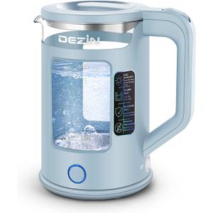 Dezin Electric Kettle with Keep Warm Function, BPA Free Window-Glass Double Wall Design Electric Tea Kettle, 1.5L Bicolor LEDHot Water Kettle with Auto Shut-Off and Boil Dry Protection for Coffee, Tea (Blue)