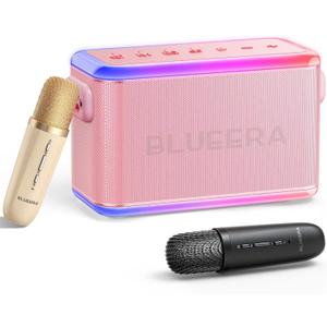 Blueera 60W Karaoke Machine for Adults Kids, Portable Bluetooth Speaker with 2 Wireless Microphones, Party Speaker Supports TWS/TF Card/USB/AUX/Live/REC for Home Party Outdoor, LED Lights, DSP Chip