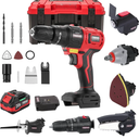TEENO 20V MAX Power Tool Combo Kit, 7 Tool Cordless Power Tool Set with 3.0Ah Battery, Charger, and Tool Box Included, Brushless Combo Kit for Home Improvement, Yard Work & Woodworking