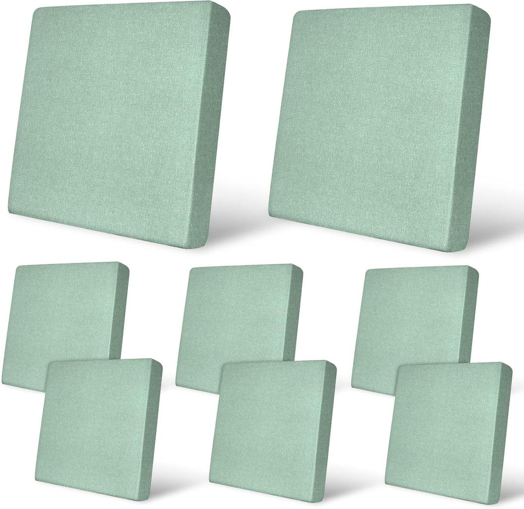pickyNproud 8Pcs Patio Cushion Covers Stretch Outdoor Couch Cushions Slipcovers Replacement Washable Furniture Protector with Elastic Bottom Sofa Chair Seat Cover, Light Green