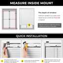 UNISHADES No Drill Blinds for Windows 1" Aluminum Cordless Mini Blinds L-Shaped Slat 100% Privacy, for Window Size 28" W × 48" H - White