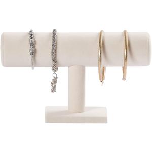Pangkeep Bracelet Holder,Bracelet Organizer Display Stand,Velvet T-bar Jewelry Display Stand for Selling (Beige)