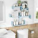 SRIWATANA Floating Shelves for Wall, Wall Shelves for Bathroom, Bedroom, Living Room, Kitchen, Office, Wood Shelves for Wall Decor Set of 5 (Blue)
