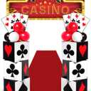 62 Pcs Casino Theme Favor Boxes Decoration Set 11 Inch Casino Boxes Jumbo Pokers Red Black White Balloon Banner Runner for Casino Birthday Holiday Party Decoration (Poker Style)