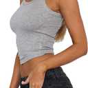 Womens Sleeveless Crop Tank Tops Casual Basic Ribbed Racerback Top Shirt (Gray, M)