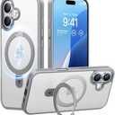 TORRAS Magnetic for iPhone 16 Case with Stand, Built-in Stand Compatible with MagSafe, 3X Military-Grade Protection, Translucent Slim Phone Case for iPhone 16 6.1'', Matte Gray