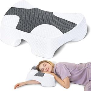 SAHEYER Side Sleeper Pillow with Arm Hole, Memory Foam Pillow for Neck and Shoulder Pain Relieve, Multi-Angle Armholes Pillow for Many Sleeping Positions, Ergonomic Orthopedic Support Pillow (Grey)