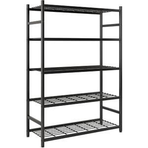 Storage Shelves, 5-Tier Metal Shelving Unit with Adjustable Feet, Shelf Organizer for Garage, Kitchen, Pantry and Closet Organization, 36.4" x 11.8" x 68.3", Black