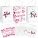 24 Pack Breast Cancer Awareness Bags Pink Ribbon Paper Bag Breast Cancer Gift Bag with Handle Faith Courage Hope Treat Bags for Breast Cancer Awareness Charity Theme Party Favor Supplies