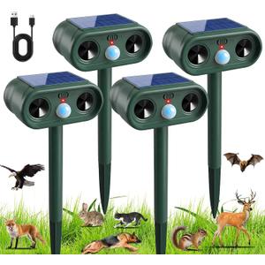 2026 Sonic Fortress Pro Deer Repellent Devices, Racoon Repellent Outdoor Squirrel Fortress Pro IP65 Animal Repeller Cat Deterrent with Motion Sensor to Scare Rabbit Bear Dog Out of Garden Yard(4Pack)