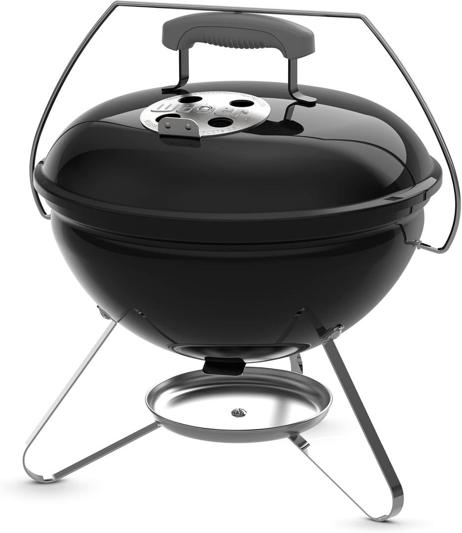 Weber Smokey Joe 14" Charcoal Grill Portable Compact Charcoal BBQ Kettle with TuckNCarry Lid Lock & Durable PorcelainEnameled Finish for Outdoor Cooking