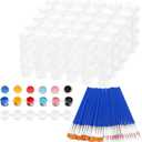 Draupnir 20 Strips 120 Pots Empty Paint Pots Strips With Lid Mini Clear Storage Containers and 40 Pieces Paint Brushes Painting Arts Crafts Supplies for Classrooms Schools Paintings Art Festivals (5ml)