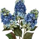 3PCS Fake Flowers Hydrangea Artificial Flowers 28" Long Stem Blue Faux Flowers for Vase, Real Touch Silk Flowers Décor for Floral Arrangement Home Farmhouse Office Hotel Decoration