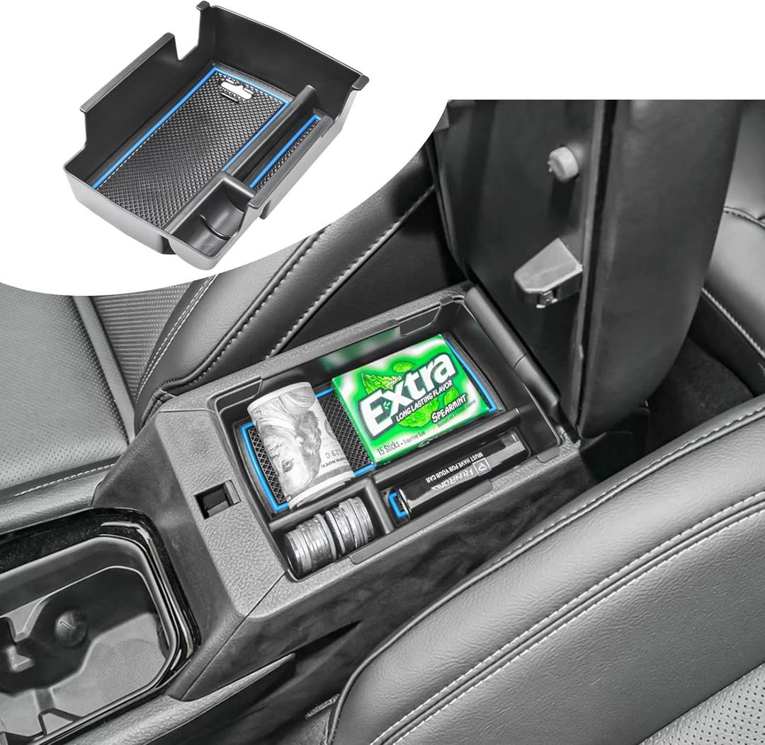 RUNROAD Center Console Organizer Tray Compatible with Jeep Compass 2022 2023 2024 2025 Accessories, Coin Holder Armrest Tray Secondary Storage Box Insert Console Organizer Card Container, Blue