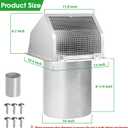 10 Inch Hooded Wall Vent with Screen and Damper, Exterior Wall Exhaust Vent Cover Cap for Kitchen Range Hood Dryer Ventilation and Outdoor Air Exhaust, Stainless Steel