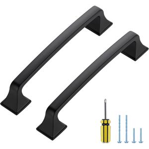 30 Pack Kitchen Cabinet Handles 5 Inch Hole Center Black Cabinet Pulls Solid Suqare Foot Drawer Pulls for Kitchen Cabinet Door Handles Matte Black Arch Dresser Handles for Cabinets and Drawers