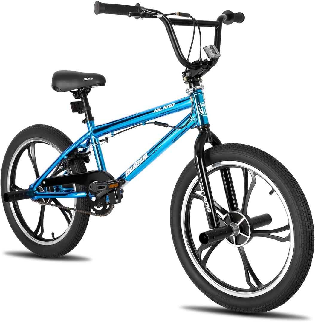Hiland 20 Inch 3 5 Spoke Kids BMX Bike for Boys Girls Ages 5-12, 360 Degree Rotor Freestyle, 4 Pegs Single Speed Kids BMX Bicycle, Multiple Colors