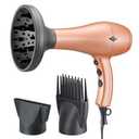 NITION Negative Ions Ceramic Hair Dryer with Diffuser(Large Size 5.3 inch) Attachment Ionic Blow Dryer Quick Drying,1875 Watt 2 Speed / 3 Heat Settings,Cool Shot Button,Lightweight,Gold