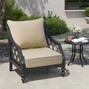 CRESTLIVE Sunbrella 5.5" Thick Deep Seat Patio Chair Cushions 24x24 Set of 2, Waterproof Outdoor Replacement Cushions for Wicker Sofa and Couch, Fade Resistant,Antique Beige