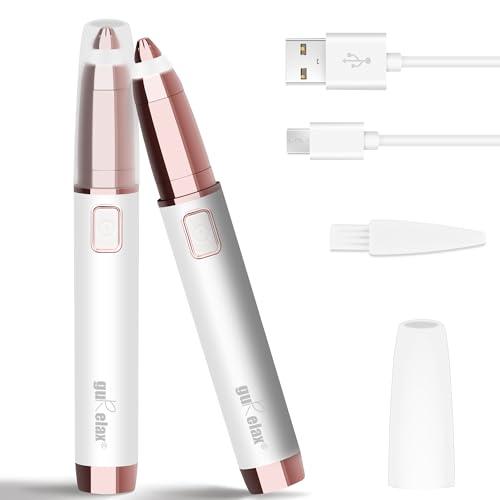 gurelax Eyebrow Trimmer for Women,Electric Eyebrow Hair Remover, Painless Brow Razor Shaper with LED Light, USB Rechargeable, Eye Brow and Face Epilator for Ladies(White)