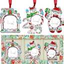 Laraine Christmas Tree Ornaments 3 Pieces  Decorative Hanging 2025 Pendant Snowman with 2.5 Picture Frame Insert for Family and Pet Holiday Keepsake Gift (White (2025))