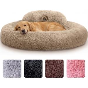 PetJett XL Dog Bed for Large Sized Dog - 45'' Extra Large Dog Bed, Washable Dog Bed - Anti-Slip Super Soft Round Donut Bed, Fluffy Faux Fur Anti-Anxiety Premium Comfort Pet Bed, Fits Dogs upto 120 lbs