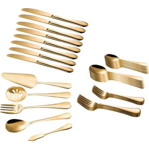 Magicpro, Stainless Steel Cutlery Set, Gold, 45 Pieces