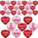 Wenqik 60 Pcs Valentines Day Heart Ornaments Red Pink Conversation Hearts Tree Hanging Decorations Valentines Baubles Romantic Love You Kiss Me Decor for Wedding Anniversary Decorations