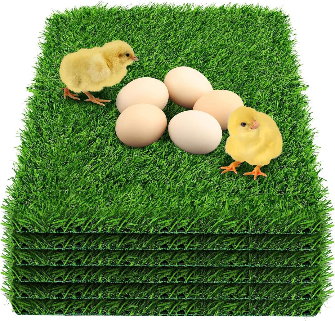 6 Pack Chicken Nesting Box Pads - Washable Artificial Grass Nesting Pads - Chicken Nesting Pads for Chicken Coop and Pet Garden Lawn Indoor Outdoor 12"12"1"
