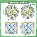 100Pcs Capri Lemon Party Supplies Blue Tiles Yellow Lemon Party Set 7"Capri Lemon Citrus Fruit Paper Plates and Capri Lemons Napkins for Baby Shower Lemon Birthday Italian Theme Party Decor Serves 50