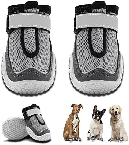 Hcpet Dog Boots for Large Dogs, Dog Shoes for Hot Pavement Winter Snow, Paw Protector Dog Booties Designed for Comfort and Breathability, Outdoor Booties for Small Medium Dogs for Hiking Grey, Size: 5
