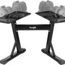 Yes4All Adjustable Dumbbell Stand - 160 Pound Capacity, Spotter Rack & Weight Rack with Strap, Easy Storage & Safety
