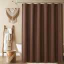 Naturoom Caramel Brown Linen Shower Curtain, Country Boho Farmhouse Bath Decor Shower Curtains Neutral Cloth Weighted Textured Fabric Bath Curtain Liner with Hooks, 72x84