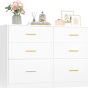 VASAGLE Custos Collection - Dresser for Bedroom, Chest of Drawers for Closet, Modern Style, TV Stand for Living Room, 6 Drawers, 15.8 x 46.9 x 30.7 Inches, Ink White ULTS416BC01S