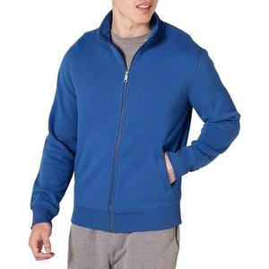 Amazon Essentials Men's Full-Zip Fleece Mock Neck Sweatshirt, Blue, Size: Medium