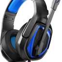 Anivia MH602 Gaming Headset Compatible with PC PS5 PS4 Xbox One Mac Laptop, Wired Stereo Over-Ear Headphones with Noise Cancelling Mic, Soft Memory Earmuffs for Adults & Kids, Black-Blue