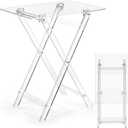 Namalu Acrylic Foldable TV Dinner Table Clear Small Folding Tray Space Saving for Eating Snack Coffee Bed Desk Living Room Kitchen Furniture Easy Assembly(No Edge,24 * 20 * 14 Inches,Transparent)